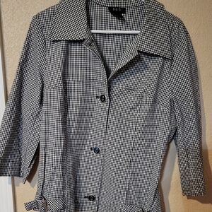 LOFT Black and White Gingham Blazer